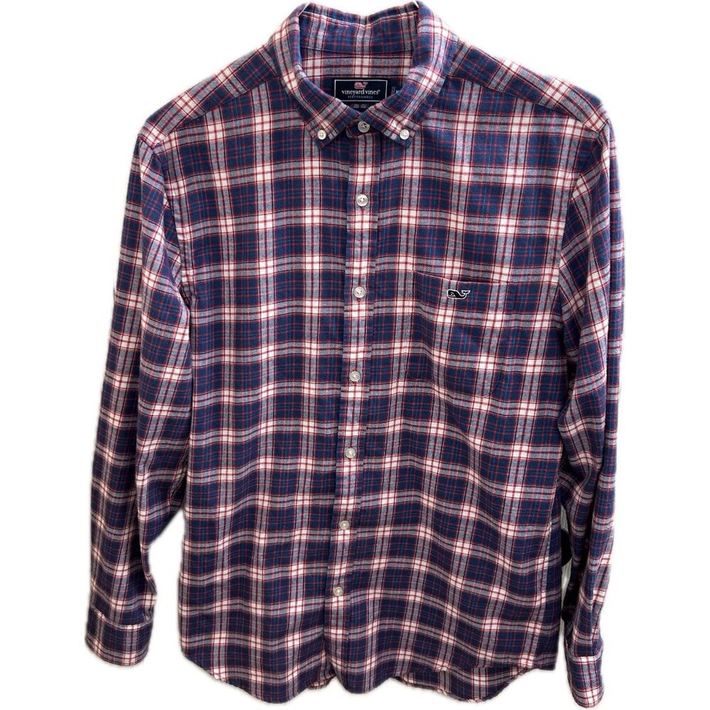 Vineyard Vines Classic Fit Tucker Shirt Button Down Red Blue Plaid 1W3128 Med